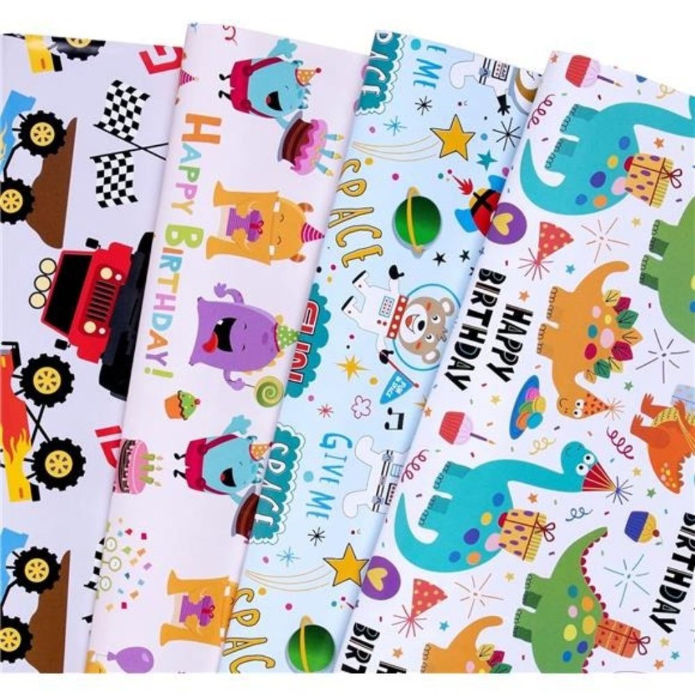 Birthday Gift Wrapping Paper for Kids , Party Holiday 12 Sheets , Each 20" X 29"